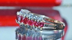 14k yellow gold 1.50ct natural diamond size 6.75 ring ruby band heated 4.95gr