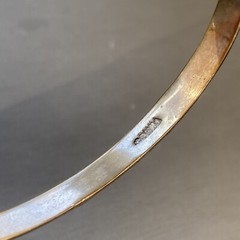 Vintage Sterling Silver Leaf Scroll Repousse Skinny Bangle Bracelet Size M-L