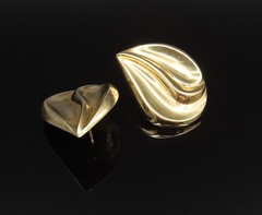 14K GOLD Vintage Fashion Hollow Scalloped Pear Shaped Drop Earrings GE195