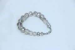 Clear Crystal Beaded Bracelet Rhinestone Spacer Silver Tone