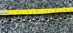 Vintage Sterling Silver and Black Onyx Cobone Bracelet 7.5 25gm