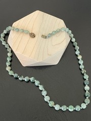 Vintage Jade Graduated Stamped Silver Hand Knotted Necklace For Women￼