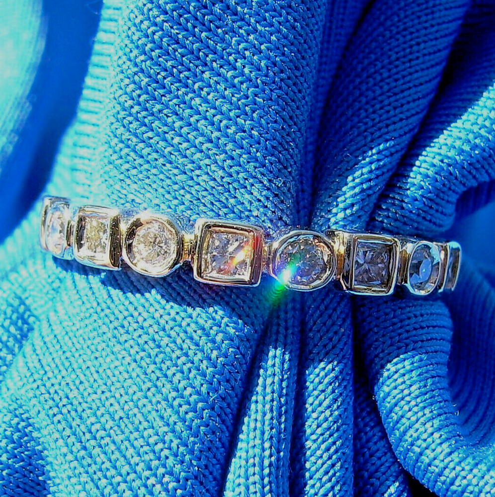 Original EARTH MINED DIAMOND Deco Wedding Band SOLID 14K GOLD Anniversary Ring 7