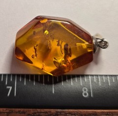 Vintage Brown Natural Amber Pendant from Latvia, Sterling Silver