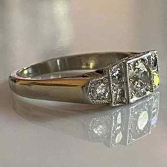 Art Deco Style Round Cut Lab Created Diamond Engagement Ring 14K White Gold FN