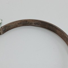 925 CU Hinged Bangle Bracelet 2.5in Engraved Sterling Silver 8g Patina Thailand