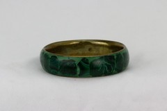 Inlayed Malachite and Brass Bangle Bracelet, 73gr