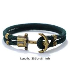Royal Blue Anchor Bracelet w/ Faux Brass Anchor Clasp – Men’s Faux Vintage 8″
