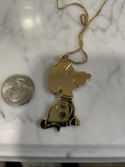 Vintage Snoopy Necklace Pendant Gold Plated Peanuts Cartoon Dangle Dog Peanuts