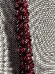 Vintage Almandine Garnet Gemstone Beads Natural Rope Necklace 24″