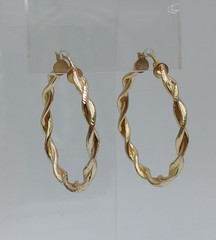 VTG 925 FAS Hoop Earrings 1.25in Sterling Silver 5g Gold Vermeil Twisted Round