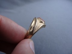VINTAGE VARGAS 10K GF OVAL SHIMMER SUN STONE SOLITAIRE RING SIZE 11.75