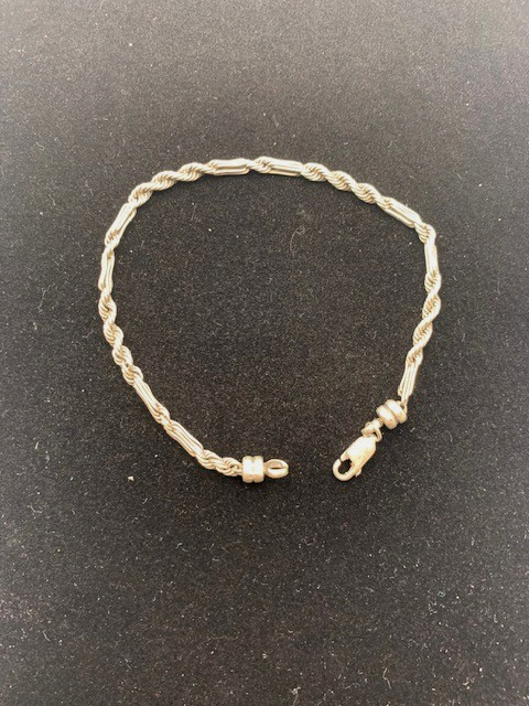 Unisex Sterling vintage silver bracelet Heart shape stamp on clasp with 5K.