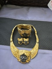 Salvador Teran for Marbel Mexico Necklace Set Aztec Maya 22k Plated Pre Owned #7