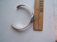 VINTAGE SILVER CUFF BRACELET W/ VARIOUS COLORS OF MOTHER OF PEARL MOP