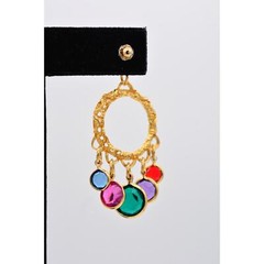 Vintage Crystal Dangle Earrings Lucite Open Bezel Multi-Color Gold NOS BinA16