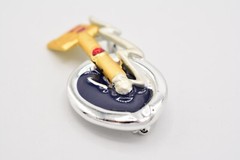 Danecraft Vintage Cigar Pin Brooch I Love Cigars Ash Tray Gold Silver NOS BinA7