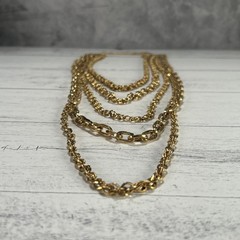 Vintage Gold Tone Multi Strand Chain Necklace 1980s-1990s Costume Jewelry