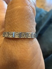 art Deco 7 Stone Single Cut diamond 14k band wedding estate antique ring