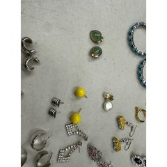 Vintage Estate Gold Silver Tone Clip On Hoop Stud Dangle Drop Earring Lot of 64