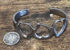MEXICO 925 Sterling Silver – Triple Heart Cuff Bracelet – 31g