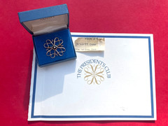 Vintage AVON 10K Yellow Gold Diamond & Onyx Award Pin/ Brooch w/Box & Booklet