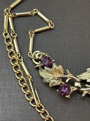Vintage Coro Pegasus Grape Cluster Necklace Purple Amethyst Rhinestone