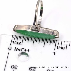 GIA Type A Green Jadeite Jade Diamond 14K White Gold Ring Size 5