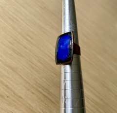 MCM Scandinavian made in Denmark Copper and Blue Enamel Vintage Adjustable Ring