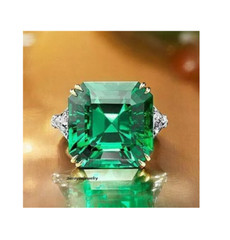 2.10 CT Cushion Cut Real Emerald Wedding Engagement Ring 14K Solid Gold Ring