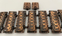 Vintage Brutalist Copper-Tone Link Bracelet and Earring Set