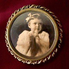 Victorian Mourning Photo Brooch Child Portrait Antique C Clasp Pin