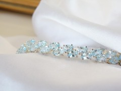 Vintage Sterling Silver 925 Double 2 Row Heated Blue Topaz Tennis Bracelet 7.5″