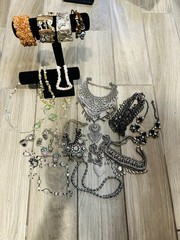 Vintage & Modern Statement Jewelry Lot Boho, Tribal Rhinestone Necklace Bracelet