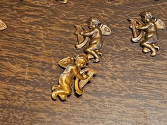 Lot Of 10 Cherub Harp Right France Vintage 60s Brass Stampings Findings Jewelry