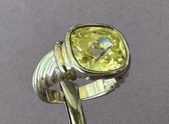 Old Vintage Unbranded 925 Sterling Silver Sparkling CZ or Art Glass Size 6 Ring