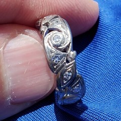 Original EARTH MINED DIAMOND Deco Band Vintage PLATINUM Eternity Anniversary 8