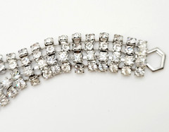 La Rel Rhinestone Clear Sparkling Wide Multi Stone Fancy Dress Vintage Bracelet