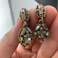 Hollycraft Vintage Floral Gold and Pink Necklace and Earring Set