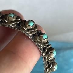 Vintage Native American Style Childs Turquoise Flower Cuff Bracelet
