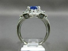 LARGE 2.46CT DIAMOND & AAA CUSHION CUT TANZANITE 14KT WHITE GOLD ENGAGEMENT RING