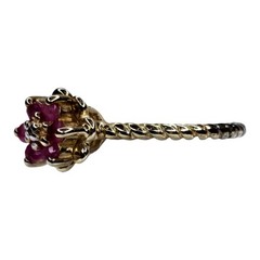Ross Simons Ruby Ring Size 6.75 Red Gold Vermeil Sterling Silver Flower Twisted