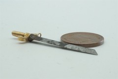 UNUSUAL ANTIQUE 18K GOLD STEEL SWORD CHARM / FOB c1800’s