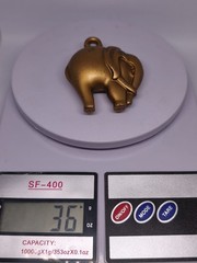 Vintage Gold Tone Elephant Pendant Charm Figurine Keychain Fob Lucky Animal 36g