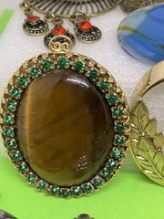 pendant lot gold tone silver tone brass multicolor stones vtg beautiful pieces