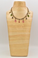 Glass Works Studios Anna Koplik Charm Necklace Collar Casino Cards Signed BinBN