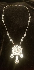 Antique Edwardian/Deco Style Necklace, Paste Rhinestone, Rare Drop Neck, 28 Inch