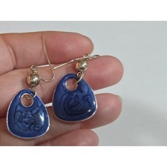 Set of 3 Vintage Inlaid Enamel Earrings