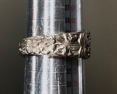 ANTIQUE STERLING SPOON BYPASS RING STUNNING DEEPLY ETCHED FLORAL PATTERN SIZE 13