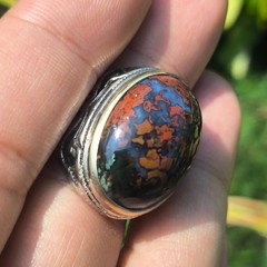 vintage ring red agate multicolor rare antique gemstone 8″ klawing indonesia